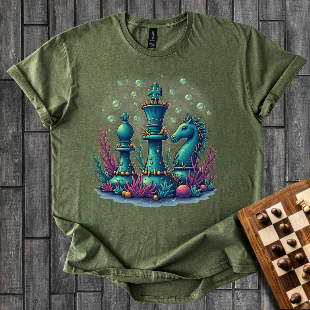 Coral Crowned King Chess T-Shirt