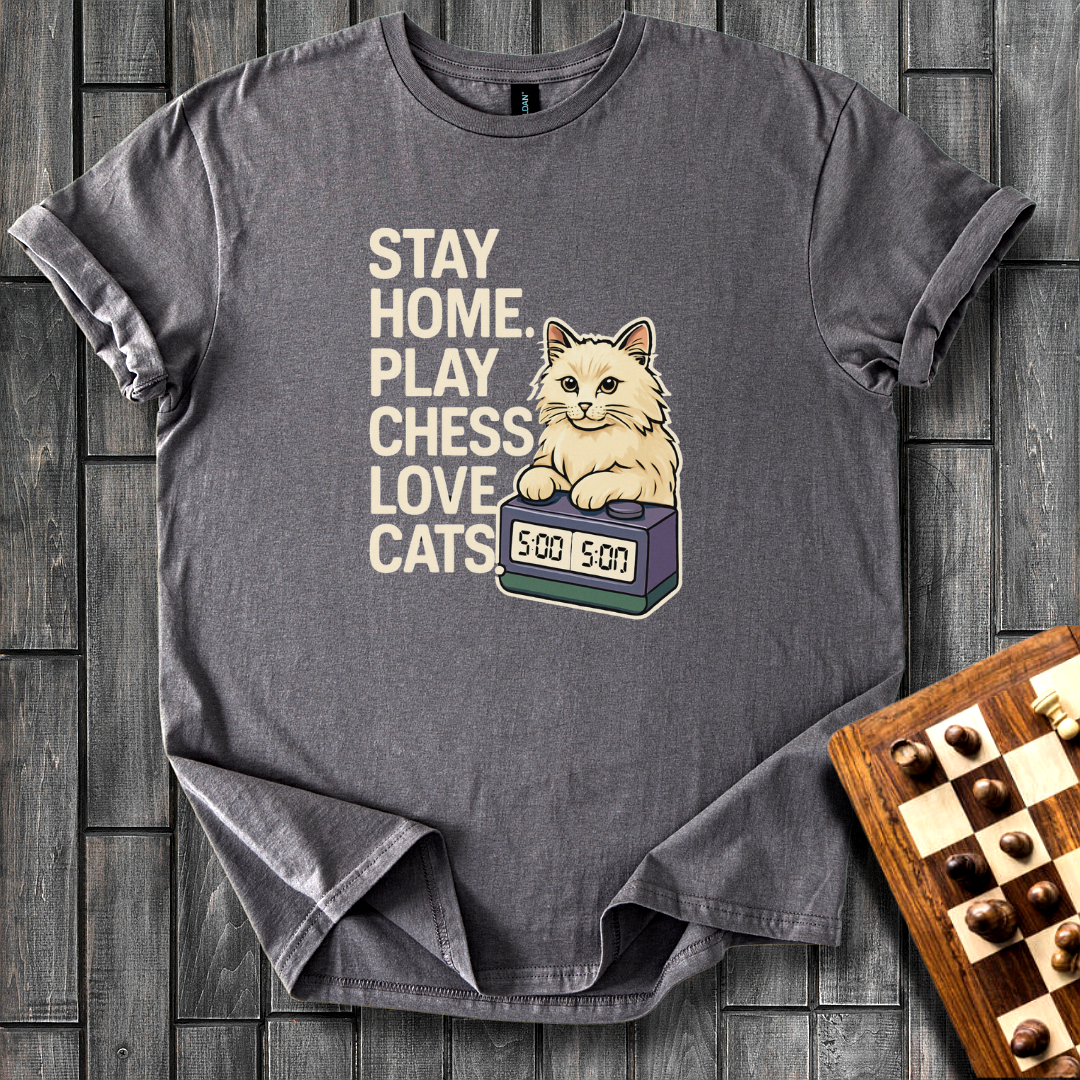 Stay Home. Play Chess. Love Cats. T-Shirt