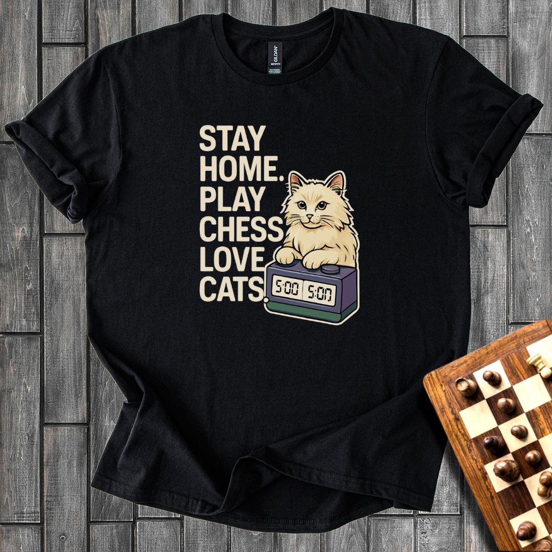 Stay Home. Play Chess. Love Cats. T-Shirt
