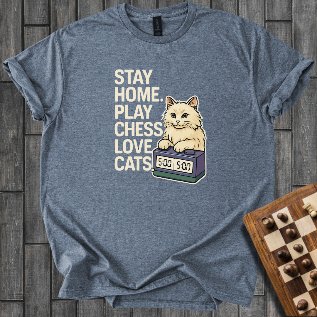 Stay Home. Play Chess. Love Cats. T-Shirt
