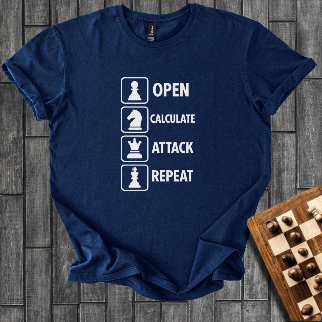 Open. Calculate. Attack. Repeat T-Shirt