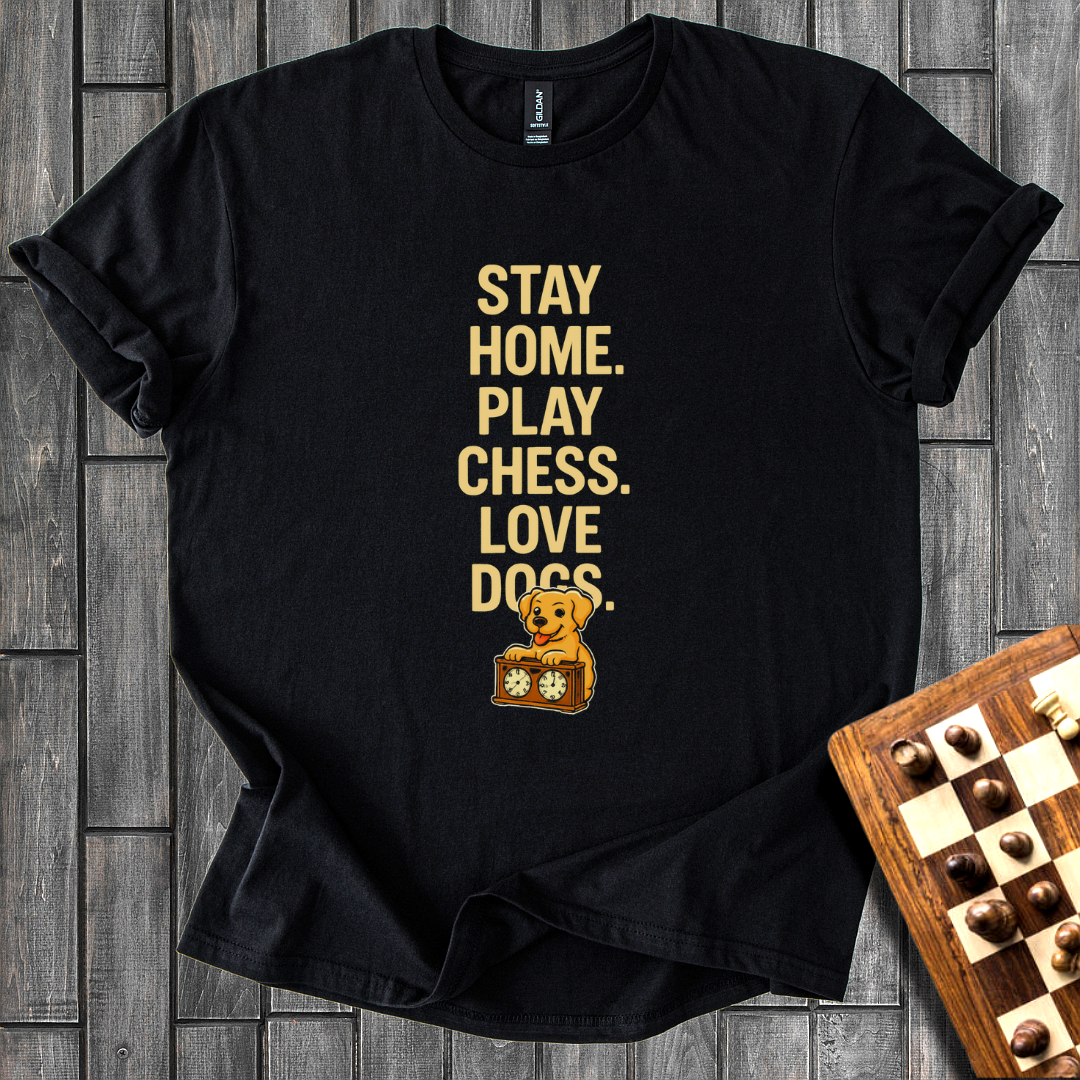 Stay Home. Play Chess. Love Dogs. T-Shirt