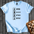 Open. Calculate. Attack. Repeat T-Shirt