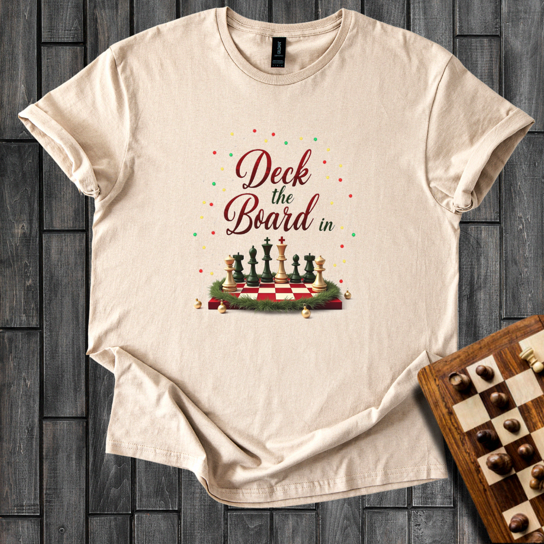 Deck the Board in Christmas Style Chess T-Shirt