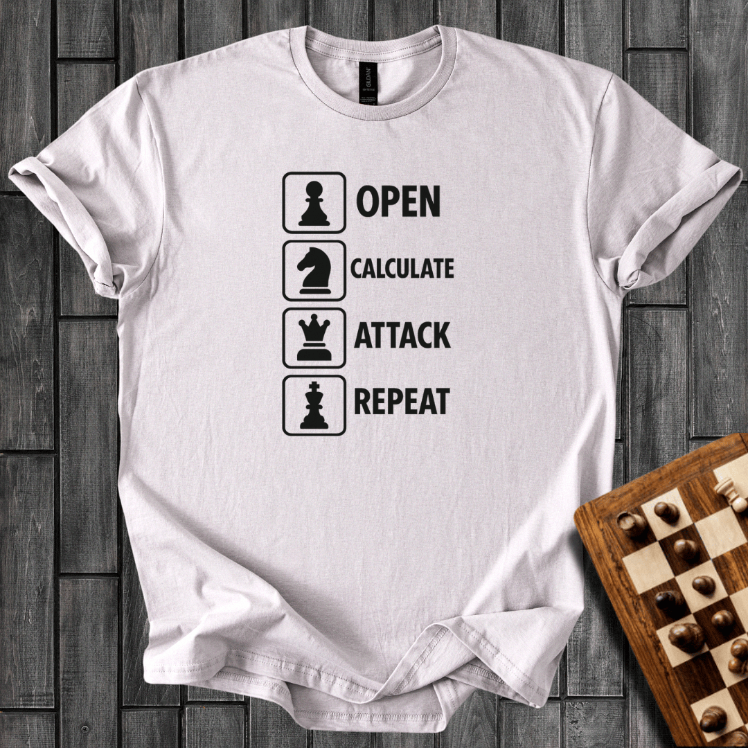 Open. Calculate. Attack. Repeat T-Shirt