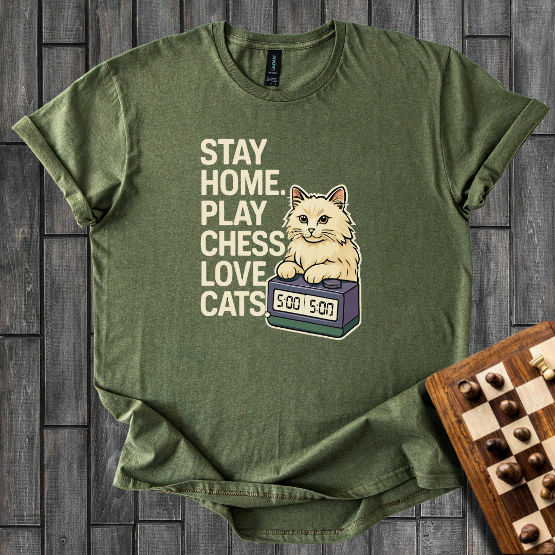 Stay Home. Play Chess. Love Cats. T-Shirt
