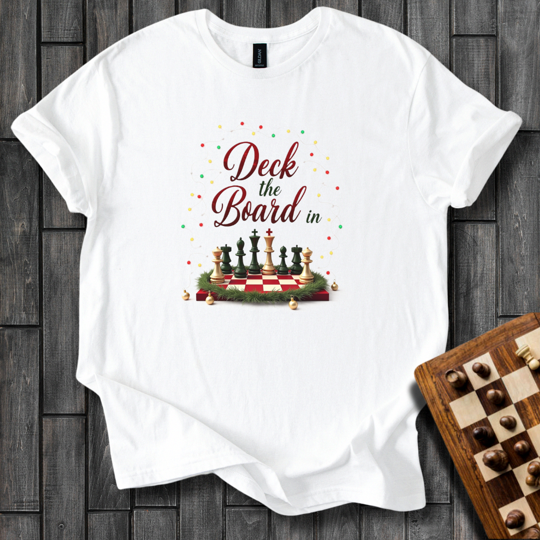 Deck the Board in Christmas Style Chess T-Shirt