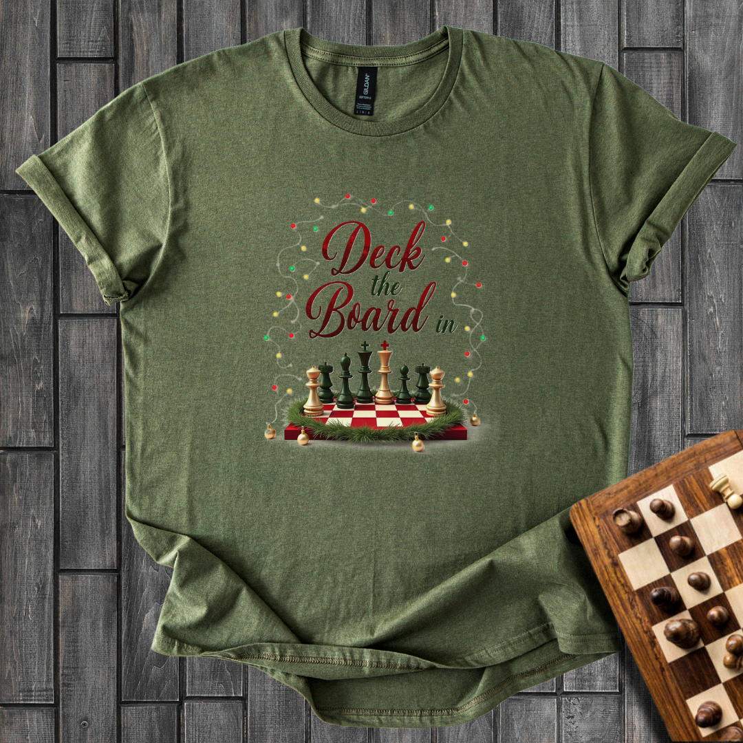 Deck the Board in Christmas Style Chess T-Shirt